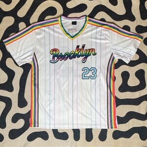 Rainbow pride brooklyn jersey with brooklyn bridge
